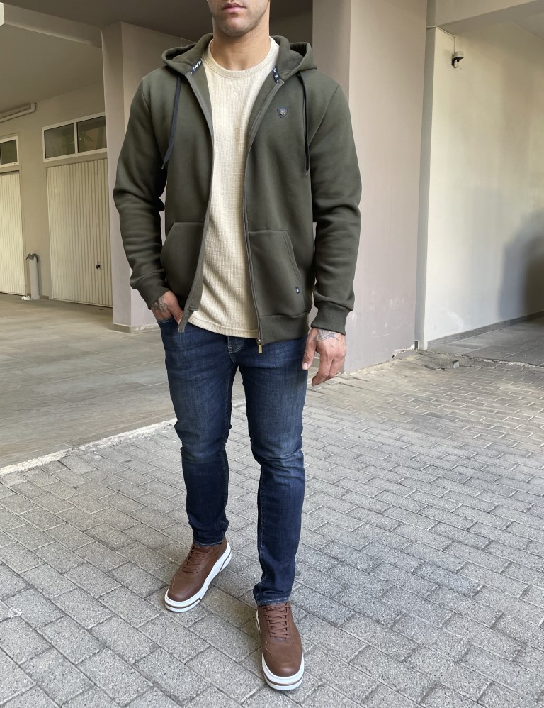 Everbest ανδρική Plus Size χακί ζακέτα φούτερ 251010X φωτογραφία